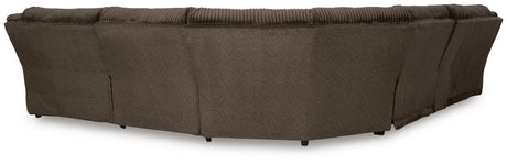Top Chocolate 6-Piece Sectional with Recliner — back view