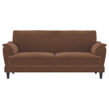 Selma 2-piece Velvet Upholstered Crescent Arm Sofa Set Rust