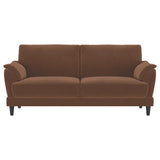Selma Velvet Upholstered Crescent Arm Sofa Rust