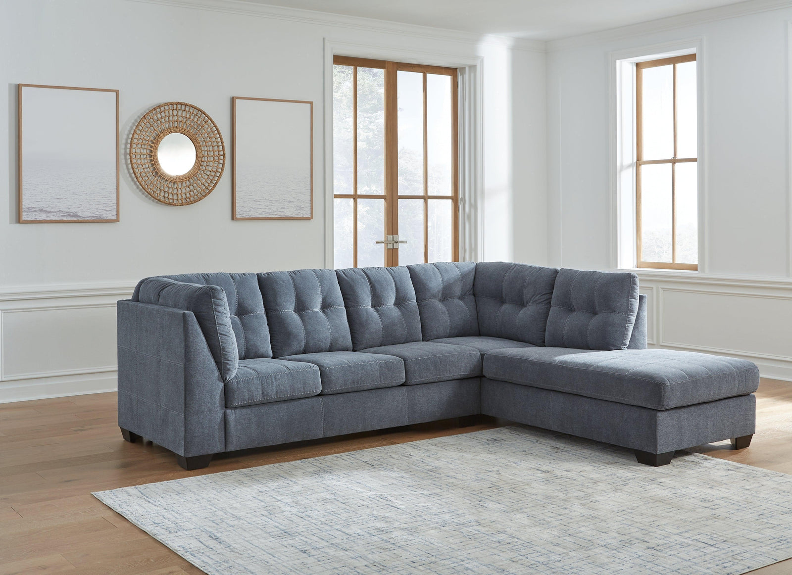 Marleton Denim Microfiber 2-Piece Sectional With Chaise