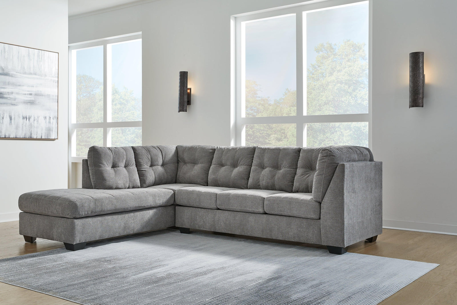 Marleton Gray Microfiber 2-Piece Sectional With Chaise
