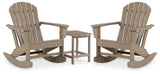 Sundown Treasure Driftwood 2 Outdoor Chairs with End Table — angled view