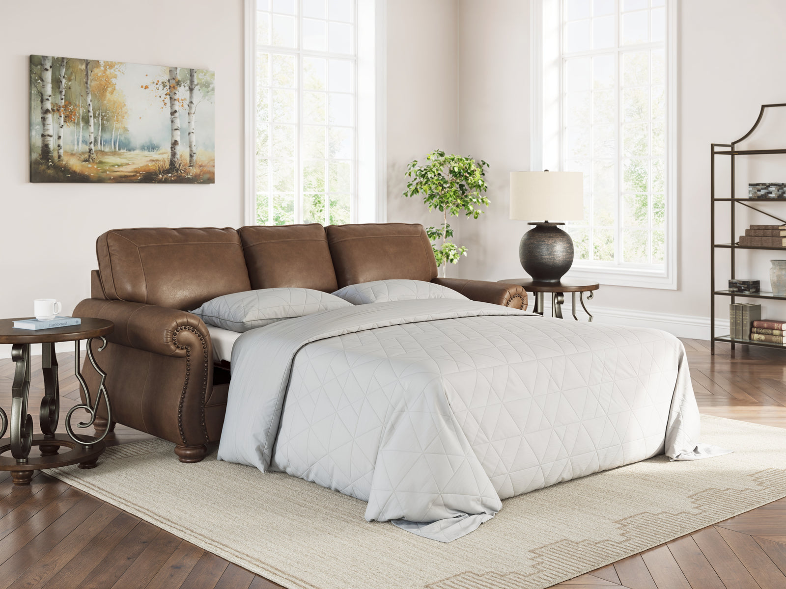 Chasemore Earth Faux Leather Queen Sofa Sleeper