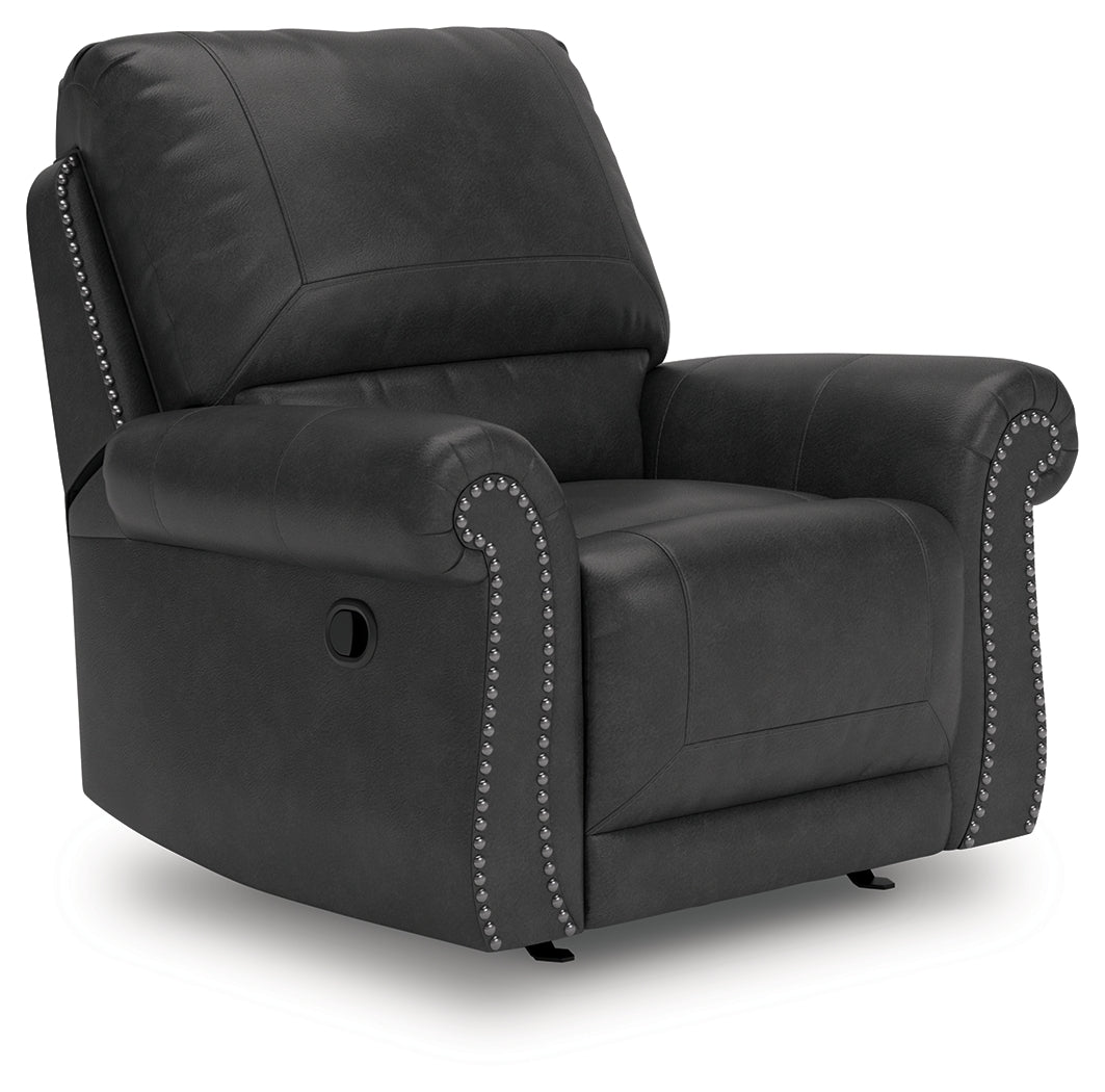 Chasemore Granite Faux Leather Swivel Glider Recliner