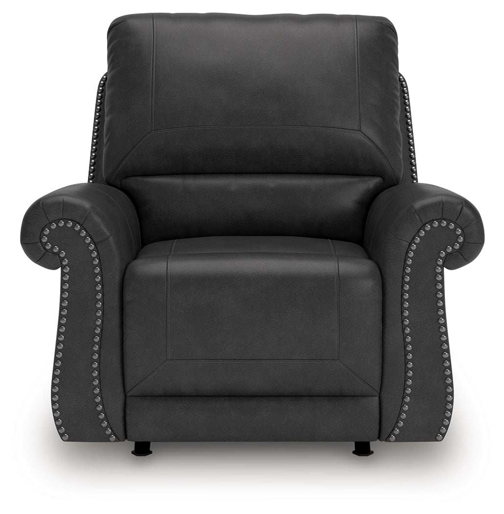 Chasemore Granite Faux Leather Swivel Glider Recliner