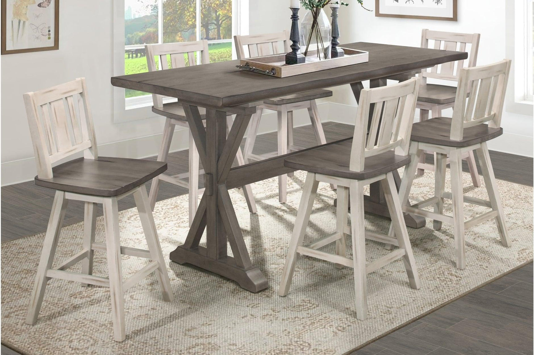 Amsonia White Gray Counter Height Set