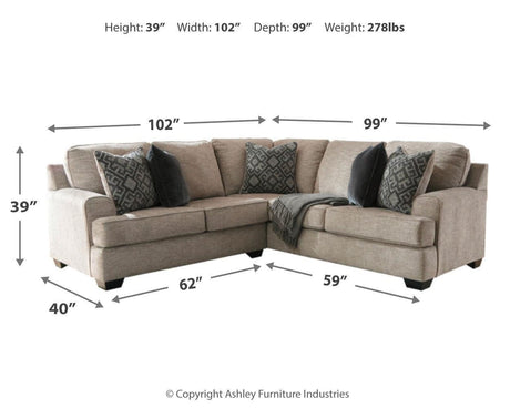 Bovarian Stone Chenille 2-Piece Sectional 56103S1 - Ella Furniture