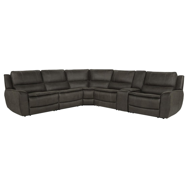 Marcell 6-Piece L-Shaped Power Reclining Sectional with Console Grey — product view