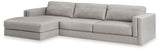 Amiata Glacier Leather 2-Piece Sectional With Chaise