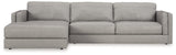 Amiata Glacier Leather 2-Piece Sectional With Chaise