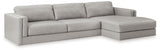 Amiata Glacier Leather 2-Piece Sectional With Chaise
