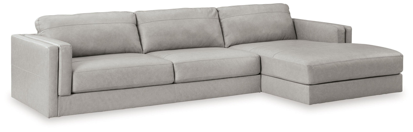Amiata Glacier Leather 2-Piece Sectional With Chaise