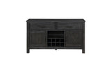 Orem Antique Black Modern Casual Solid Wood And Oak Veneers Gray Fabric Dining Room Set - Ella Furniture