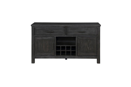 Orem Antique Black Modern Casual Solid Wood And Oak Veneers Gray Fabric Dining Room Set - Ella Furniture
