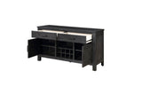 Orem Antique Black Modern Casual Solid Wood And Oak Veneers Gray Fabric Dining Room Set - Ella Furniture