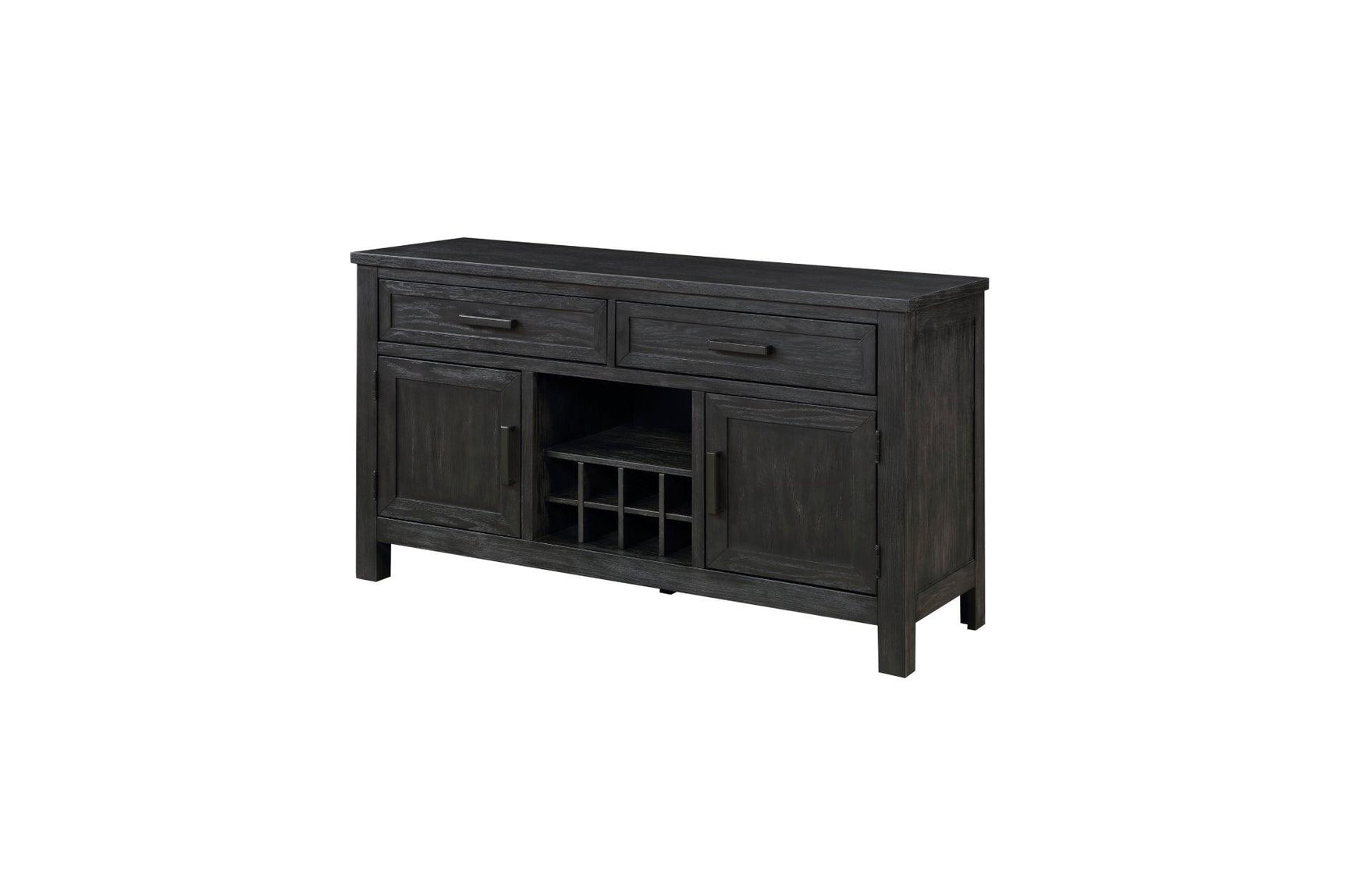 Orem Antique Black Modern Casual Solid Wood And Oak Veneers Gray Fabric Dining Room Set - Ella Furniture