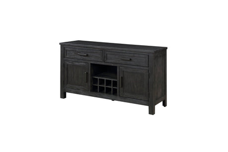 Orem Antique Black Modern Casual Solid Wood And Oak Veneers Gray Fabric Dining Room Set - Ella Furniture