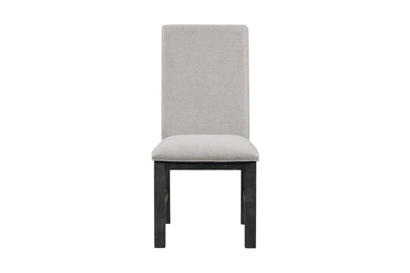 Orem Antique Black Modern Casual Solid Wood And Oak Veneers Gray Fabric Dining Room Set - Ella Furniture