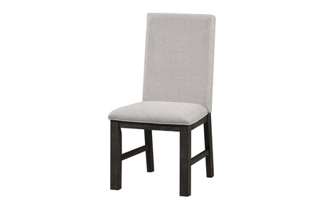 Orem Antique Black Modern Casual Solid Wood And Oak Veneers Gray Fabric Dining Room Set - Ella Furniture