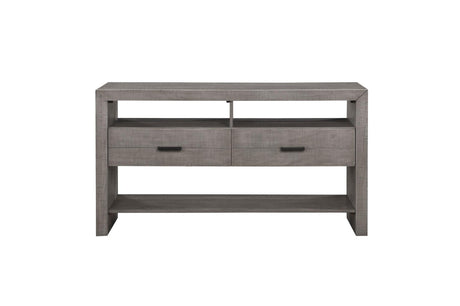 Gresham Gray Modern Rustic Acacia Veneer Solid Wood Gray Fabric Upholstery Dining Room Set - Ella Furniture