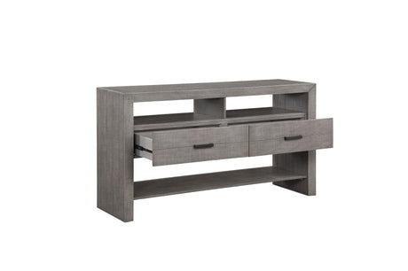 Gresham Gray Modern Rustic Acacia Veneer Solid Wood Gray Fabric Upholstery Dining Room Set - Ella Furniture