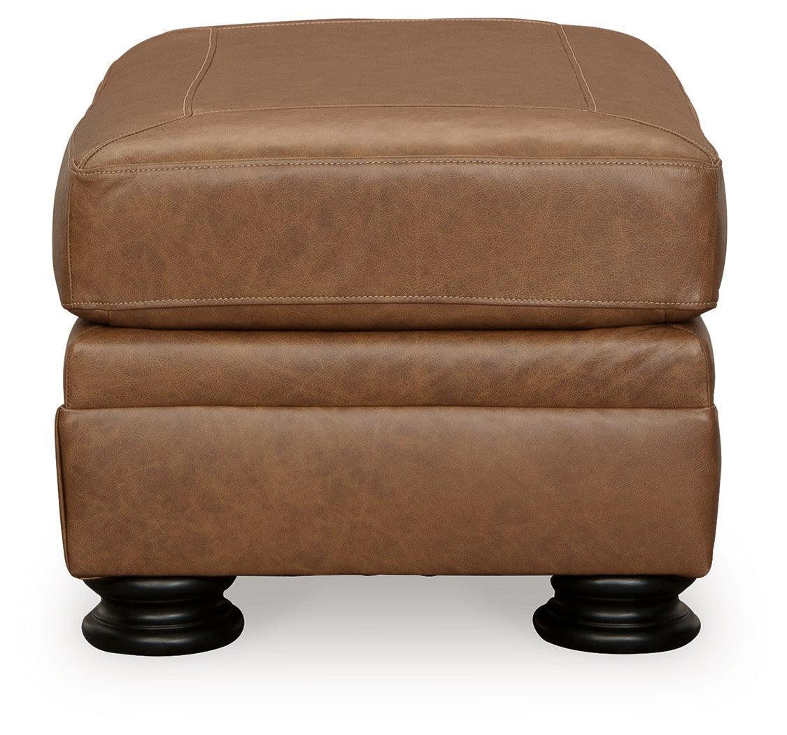 Carianna Caramel Leather Ottoman