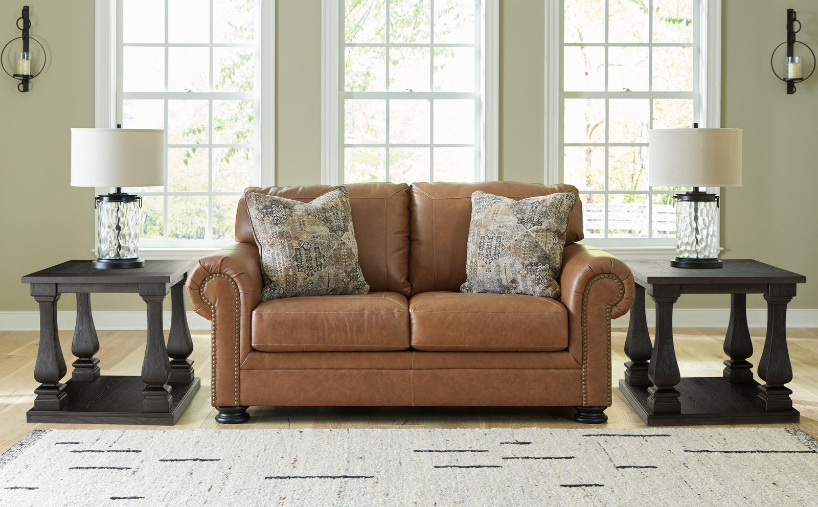 Carianna Caramel Leather Loveseat