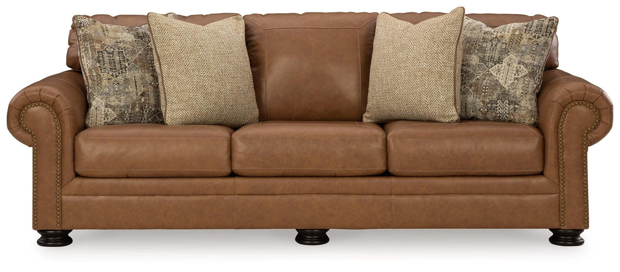 Carianna Caramel Leather Queen Sofa Sleeper - Ella Furniture