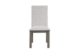 Gresham Gray Modern Rustic Acacia Veneer Solid Wood Gray Fabric Upholstery Dining Room Set - Ella Furniture