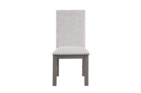 Gresham Gray Modern Rustic Acacia Veneer Solid Wood Gray Fabric Upholstery Dining Room Set - Ella Furniture