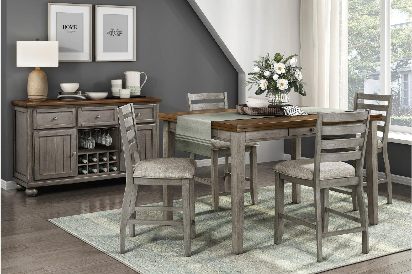 Tigard Gray Counter Height Set
