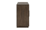 Brookings Brown Contemporary Acacia Veneer Solid Wood Beige Fabric Dining Room Set - Ella Furniture