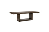 Brookings Brown Contemporary Acacia Veneer Solid Wood Beige Fabric Dining Room Set - Ella Furniture