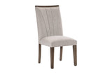 Brookings Brown Contemporary Acacia Veneer Solid Wood Beige Fabric Dining Room Set - Ella Furniture