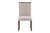 Brookings Brown Contemporary Acacia Veneer Solid Wood Beige Fabric Dining Room Set - Ella Furniture