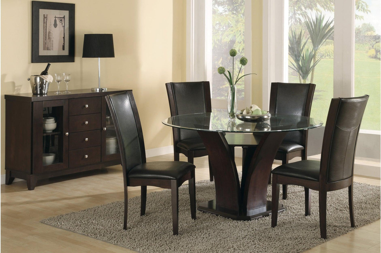 Daisy Round Dark Cherry Dining Room Set