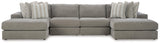 Avaliyah Ash Chenille 4-Piece Double Chaise Sectional