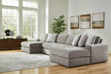 Avaliyah Ash Chenille 4-Piece Double Chaise Sectional