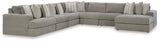 Avaliyah Ash Chenille 7-Piece Sectional With Chaise