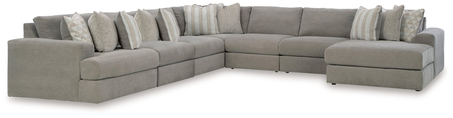 Avaliyah Ash Chenille 7-Piece Sectional With Chaise