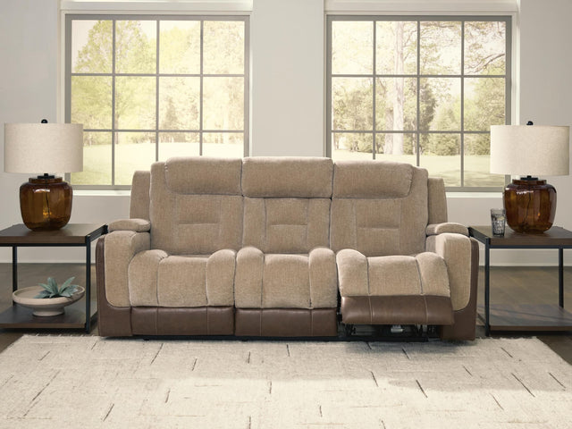 Mixed Motion Brownstone Chenille / Faux Leather Power Reclining Sofa — product view
