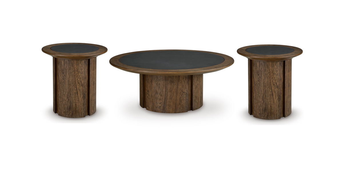 Warm Brown Faux Cement 3-Piece Coffee Table Set — product view