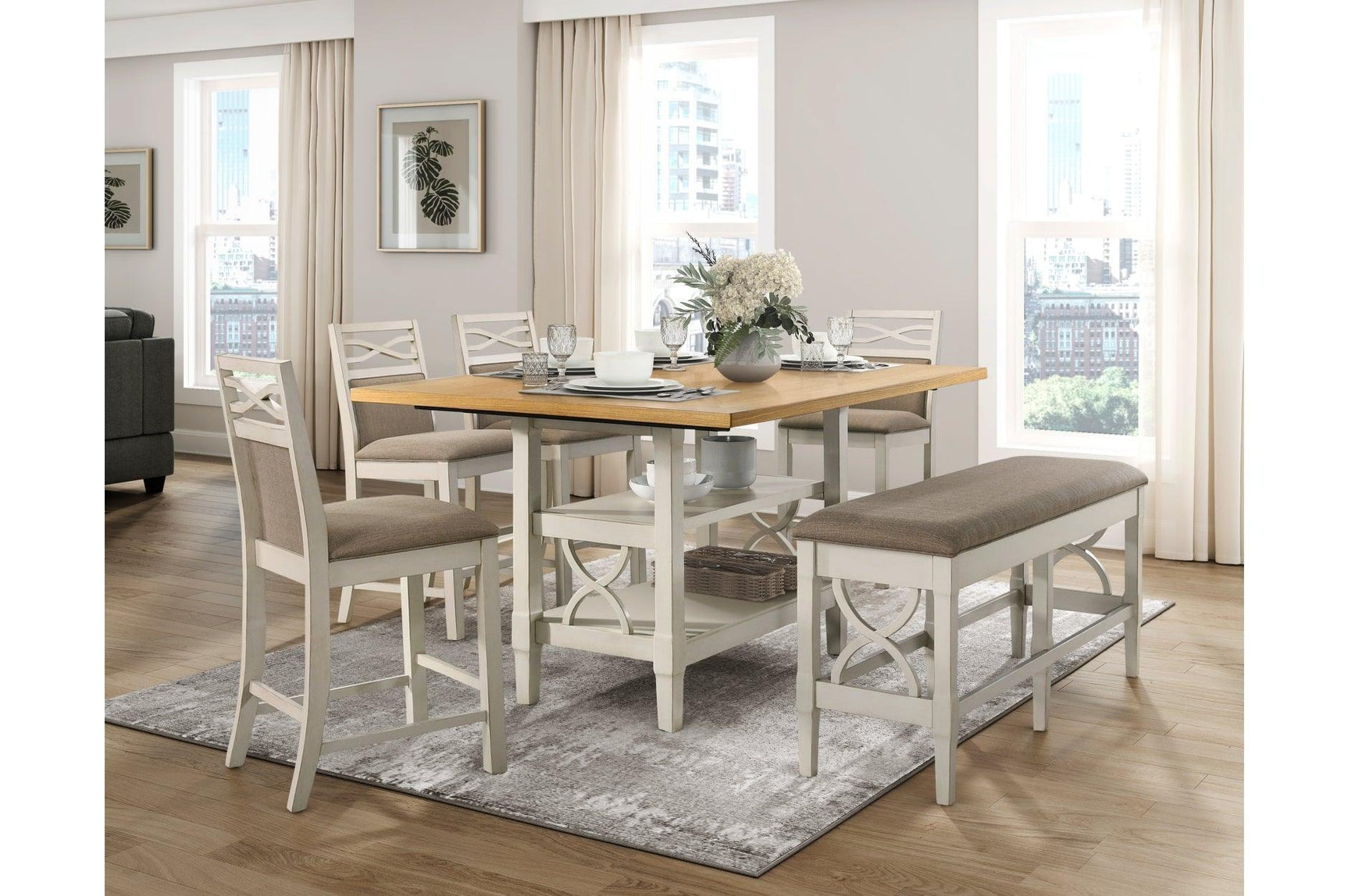 Stowe White Gray Dining Room Set