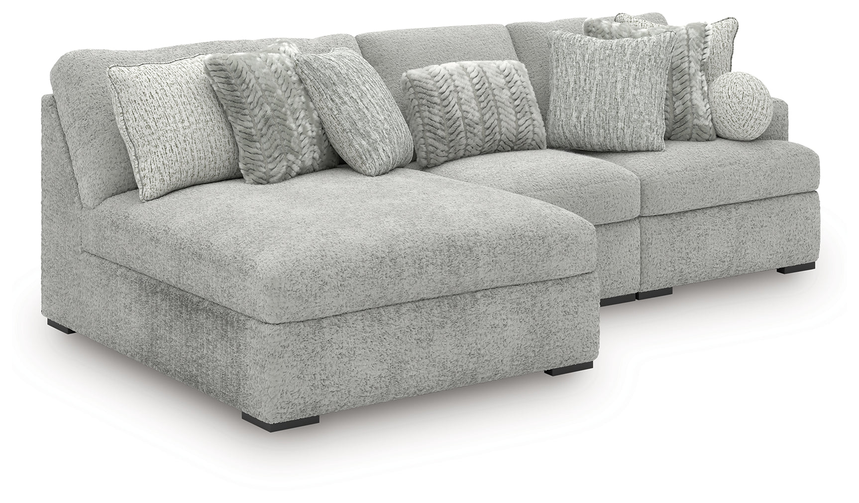 Cuddle Plush Arctic Chenille,Velvet 3-Piece Sectional with Chaise