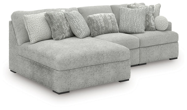 Cuddle Plush Arctic Chenille,Velvet 3-Piece Sectional with Chaise