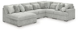 Cuddle Plush Arctic Chenille,Velvet 6-Piece Sectional with Chaise