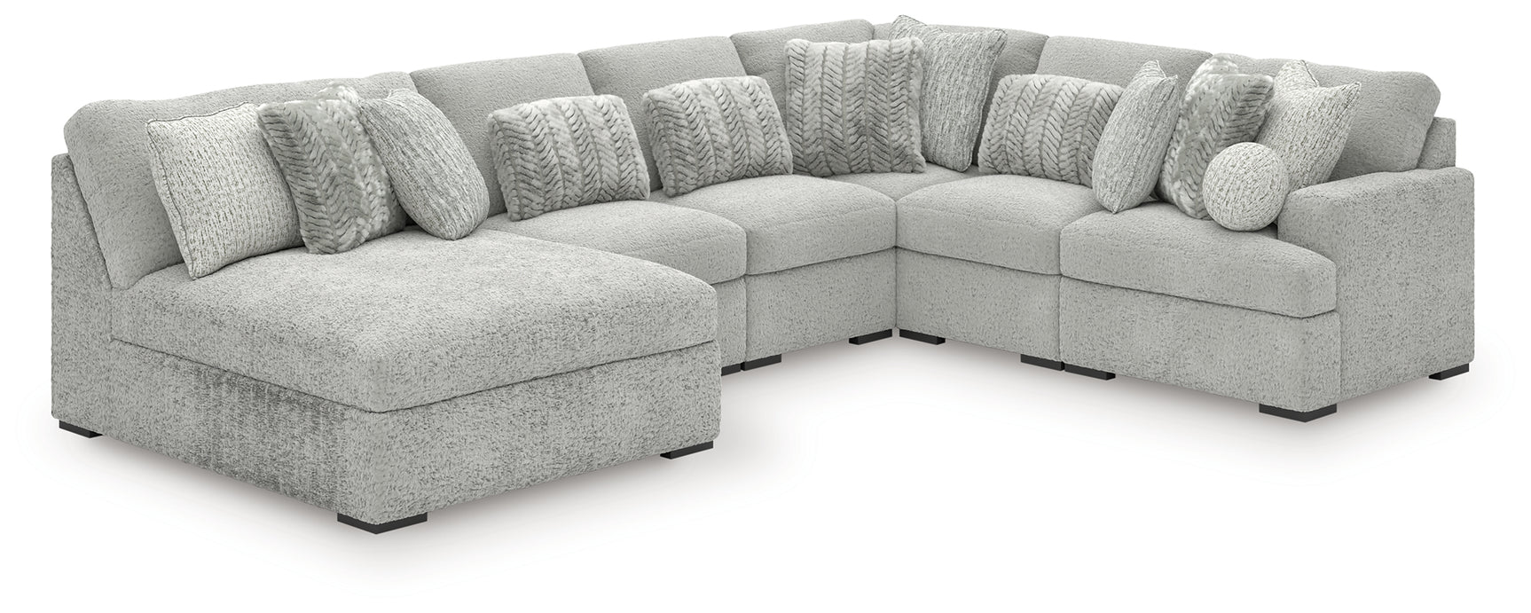 Cuddle Plush Arctic Chenille,Velvet 6-Piece Sectional with Chaise
