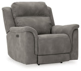 Next-gen Durapella Slate Microfiber Power Recliner - Ella Furniture