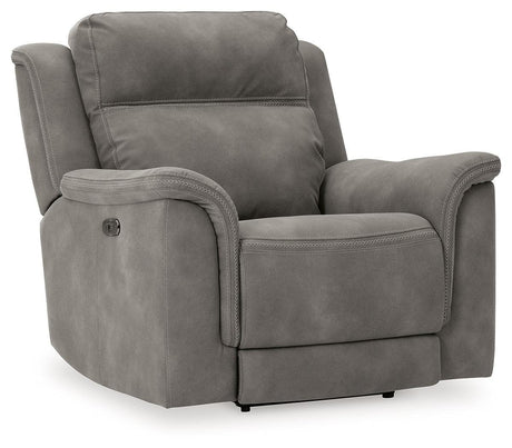 Next-gen Durapella Slate Microfiber Power Recliner - Ella Furniture