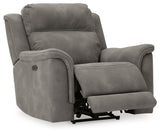 Next-gen Durapella Slate Microfiber Power Recliner - Ella Furniture